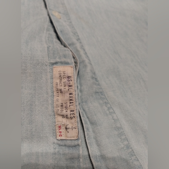 POLO Ralph Lauren Naval Rescue Denim Chambray Light Short Sleeve Button up shirt - Picture 9 of 16